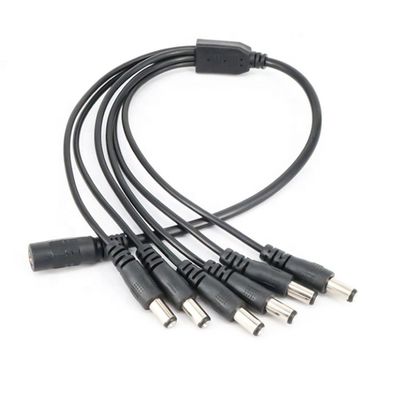 1 a 6 modi 1 da femmina a 6 maschio 5.5x2.1 mm Cavo di alimentazione continua per telecamere CCTV