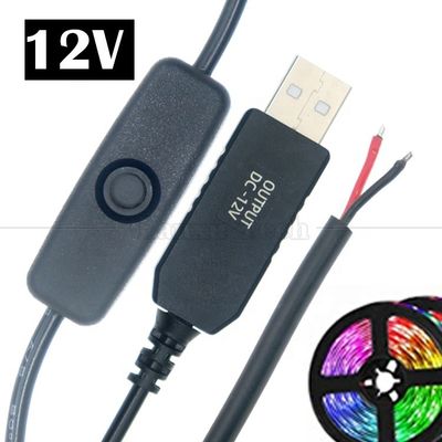 12V LED Strip Light Power on off Switch connettore USB a cavo di ricarica convertitore di filo aperto