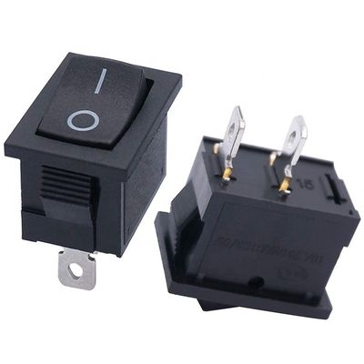 AC 6A/250V 10A/125V Negro 2 Pin Posizione Snap in ON OFF Switch elettrico Rocker barca