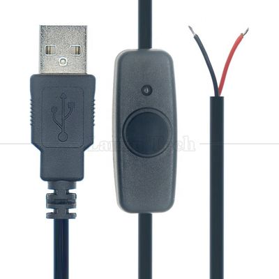 Copertura in gomma di silicone impermeabile su e fuori Push Button Switch 5V USB Open Bare 2pin Wires End Cable per lampada a LED