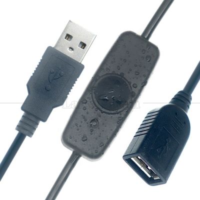 Indicatore luce blu impermeabile silicone copertura pulsante di spinta maschio a femmina interruttore di alimentazione ON OFF cavo di estensione USB