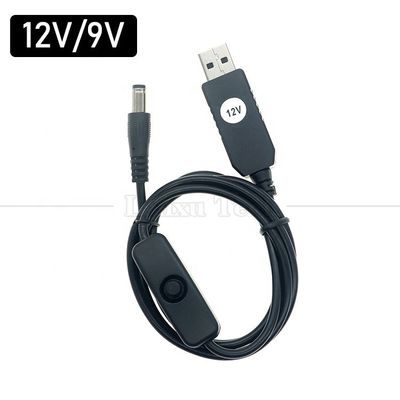Potenziatore di alta qualità da 5V USB a 12V 9V DC 5.5x2.1mm Jack a canna caricabatterie ON OFF Cable con interruttore per il fan del router LED Strip