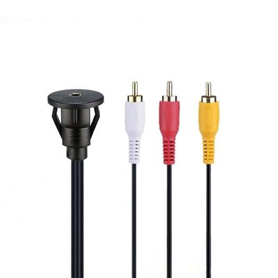 Cable di estensione impermeabile DC 3.5 a 3RCA personalizzato con pannello di montaggio a scarico per auto camion barca computer moto