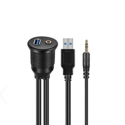 USB 3.0 AUX DC 3.5 Cavo di estensione impermeabile da maschio a femmina con pannello di montaggio a scarico per auto camion barca computer moto
