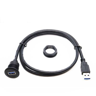 Cable di estensione impermeabile da maschio a femmina USB 3.0 a testa corta con pannello di montaggio a scarico per auto camion barca computer moto