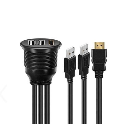 3 porte USB 2.0 maschio a USB 2.0 femmina cavo di estensione impermeabile con pannello di montaggio a scarico per auto camion barca computer motociclo
