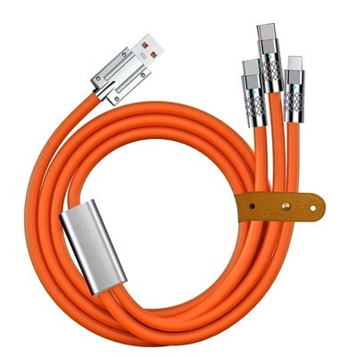 Carica veloce Super 120w 6A Silicone liquido 3 in 1 Multi connettori Micro Tipo C Cable di carica dati USB per telefono cellulare