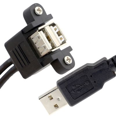 Bloccaggio a vite 0,5 M 1 M Maschio a femmina doppio cavo di estensione USB 2.0 montato su pannello
