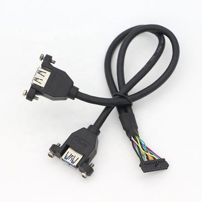 OEM Screw Locking Stud Dual USB 3.0 Tipo A Female Panel Mount Cable con connettore Molex