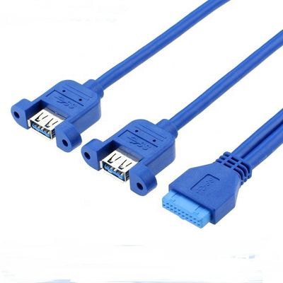 Dual Panel Mount USB 3.0 A Femminile a IDC 20 PIN Femminile PC Computer Case Cable Motherboard