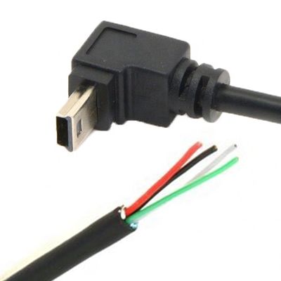 90 gradi verso l'alto verso il basso angolo sinistro destro Mini USB a filo nudo spogliato cavo a coda di porcellino