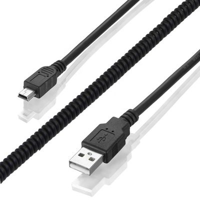 Carica dati a molla di alta qualità Mini USB 2.0 Cable di carica estensione per fotocamera Fotocamera PS3
