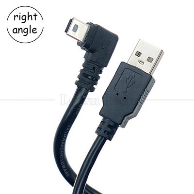 1m 2m 3m 5m 90 gradi L forma angolo destro sinistro USB 2.0 maschio a mini B 5 pin cavo di carica dati USB per fotocamera MP3