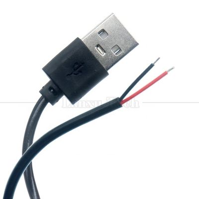 Alta qualità 5V USB 2.0 un maschio per aprire spogliato nudo 2 pin fili fine cavo pigtail per LED luce lampada a striscia