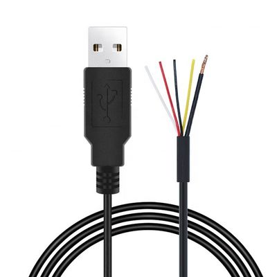 CUSTOM Shield USB 2.0 Un maschio a sfilato in scatola 4 fili fine aperto coda di porcellino cavo di fine nudo