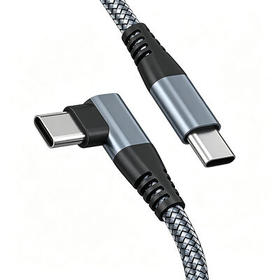 Cavo di ricarica e dati PD Type C a Type C intrecciato ad angolo di 90 gradi, 60W 3A, per telefono cellulare, monitor, iPhone 15 16