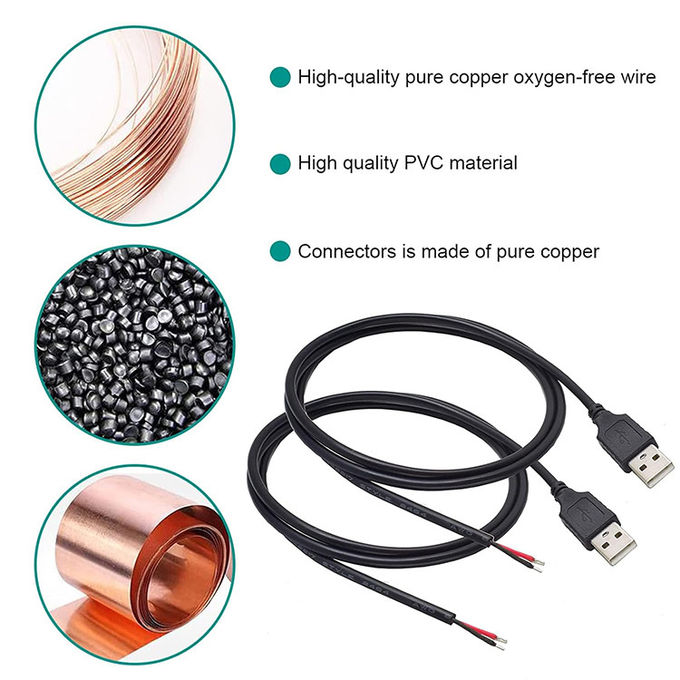 5V USB per aprire fili nudi in scatola a strisce End Pigtail Power Charger Cable per lampada a striscia a LED 4