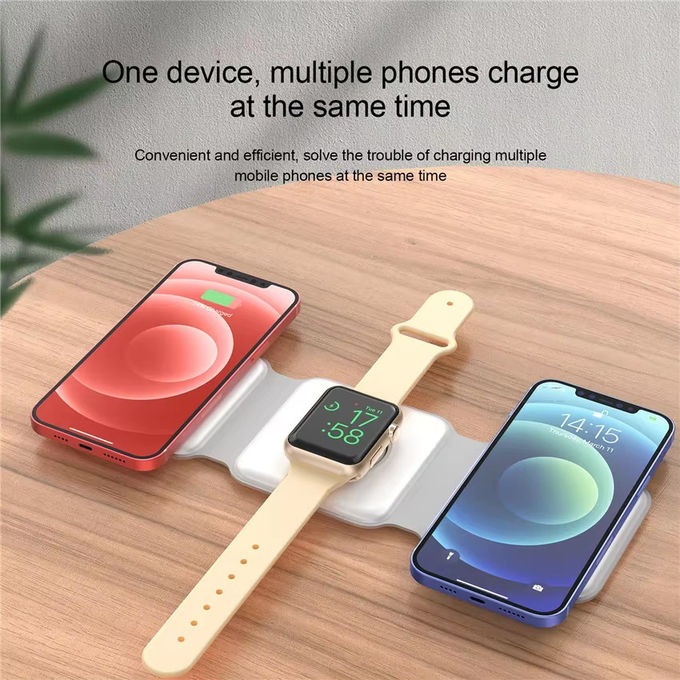 Magnetico 3 in 1 caricabatterie senza fili pieghevole iPhone 12-15 15w Fast Wireless Charging Stand Station Portatile caricabatterie senza fili 2