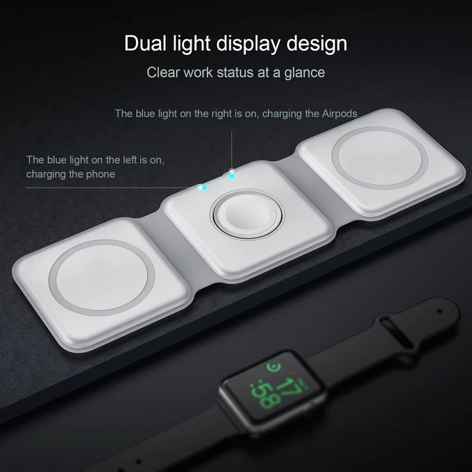 Magnetico 3 in 1 caricabatterie senza fili pieghevole iPhone 12-15 15w Fast Wireless Charging Stand Station Portatile caricabatterie senza fili 3