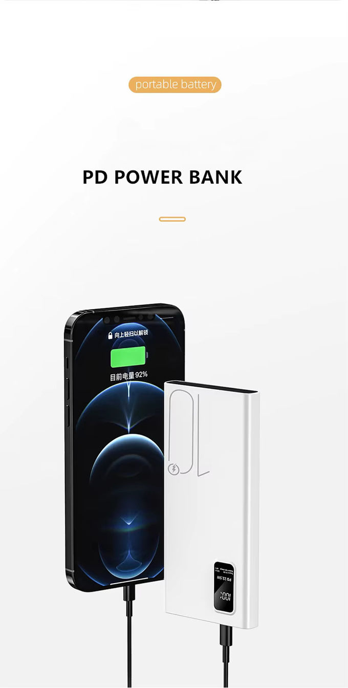 Portable Outdoor 10000mah PowerBank LED Display PD QC3.0 22.5W Fast Charge Slim Power Banks 10000mAh Caricabatterie USB-C per iphone 15 5
