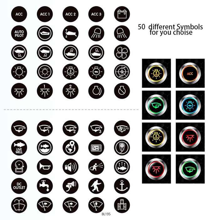 12mm 16mm 19mm 22mm 25mm 28mm 30mm 40mm Spingere pulsante di interruttore di blocco momentaneo illuminato pulsante impermeabile 2